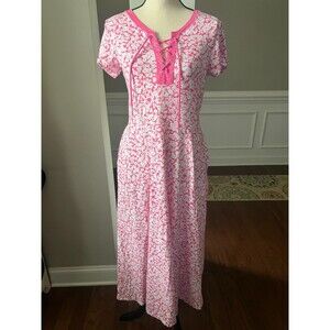 Chaps Pink and White Maxi Dress With Grommets Sz Small